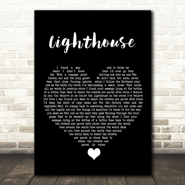 Lucy Spraggan Lighthouse Black Heart Song Lyric Quote Music Print