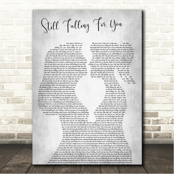 Ellie Goulding Still Falling For You Lesbian Women Gay Brides Couple Wedding Grey Song Lyric Wall Art Canvas Framed Print