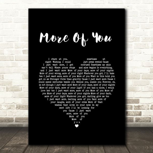 MAGIC! More Of You Black Heart Song Lyric Quote Music Print