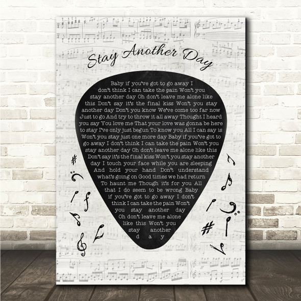 East 17 Stay Another Day Guitar Pick Plectrum Song Lyric Wall Art Canvas Framed Print