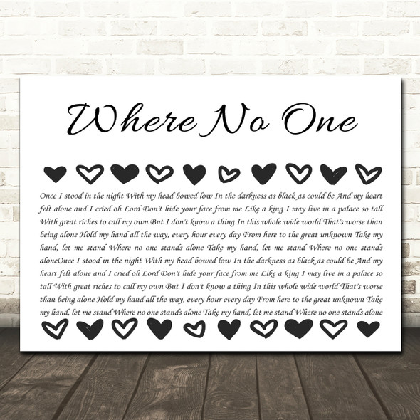 Elvis Presley Where No One Stands Alone Hearts Black & White In Row Song Lyric Wall Art Canvas Framed Print