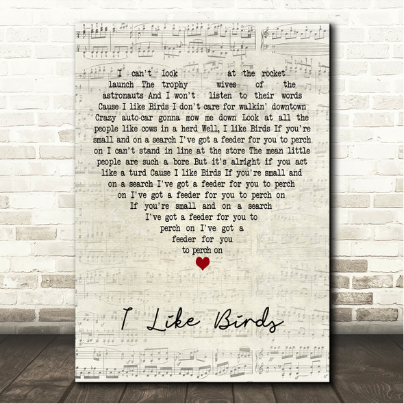 Eels ft. Jim Lang I Like Birds Script Heart Song Lyric Wall Art Canvas Framed Print