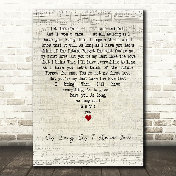 Elvis Presley As Long As I Have You Script Heart Song Lyric Wall Art Canvas Framed Print