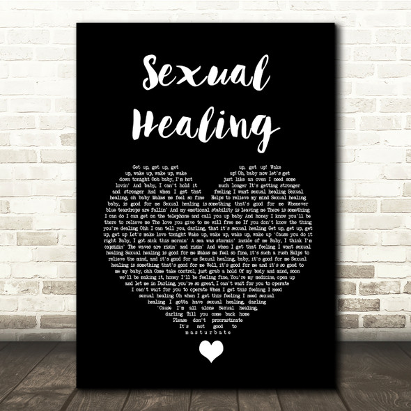Marvin Gaye Sexual Healing Black Heart Song Lyric Quote Music Print