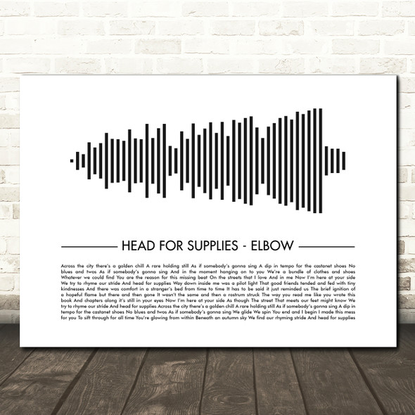 Elbow Head for Supplies Sound Wave Minimal Song Lyric Wall Art Canvas Framed Print