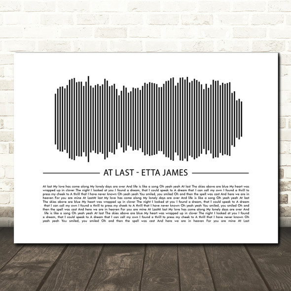 Etta James At Last Sound Wave Minimal Song Lyric Wall Art Canvas Framed Print