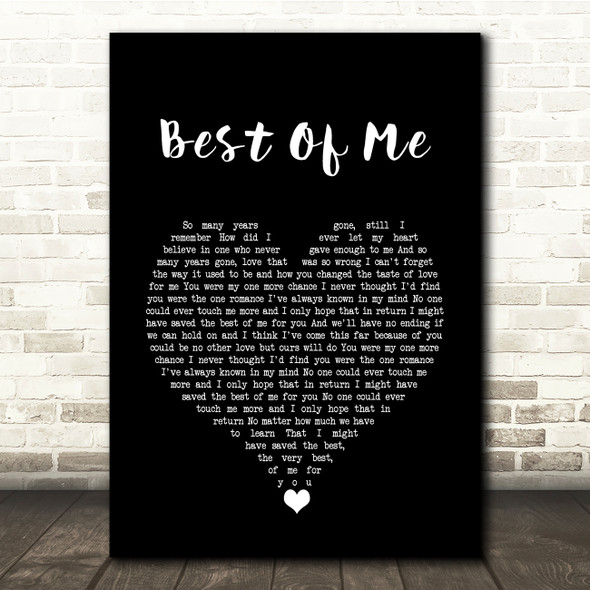 Michael Buble Best Of Me Black Heart Song Lyric Quote Music Print