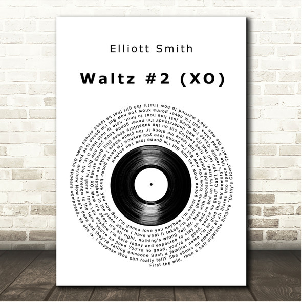 Elliott Smith Waltz #2 (XO) Vinyl Record Song Lyric Wall Art Canvas Framed Print