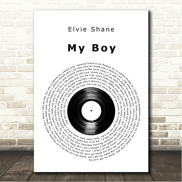 Elvie Shane My Boy Vinyl Record Song Lyric Wall Art Canvas Framed Print