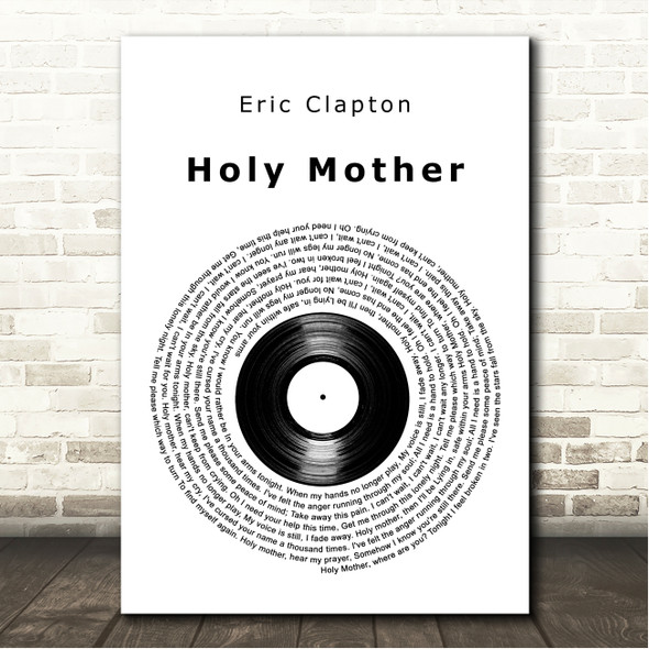 Eric Clapton Holy Mother Vinyl Record Song Lyric Wall Art Canvas Framed Print