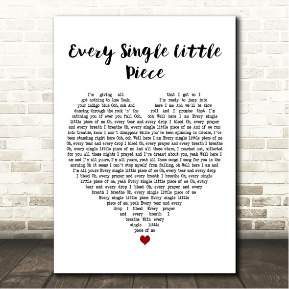 Emeli Sandé Every Single Little Piece White Heart Song Lyric Wall Art Canvas Framed Print