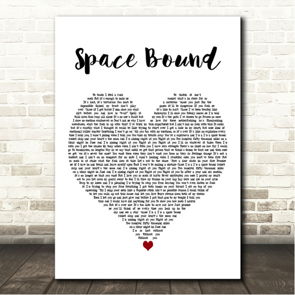 Eminem Space Bound White Heart Song Lyric Wall Art Canvas Framed Print