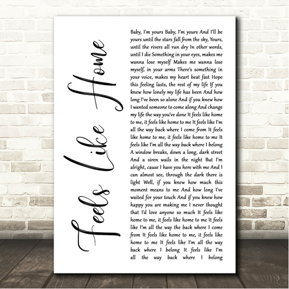 Edwina Hayes Feels Like Home White Script Song Lyric Wall Art Canvas Framed Print