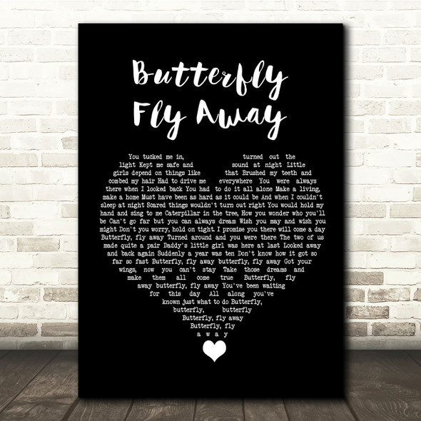 Miley Cyrus Butterfly Fly Away Black Heart Song Lyric Quote Music Print