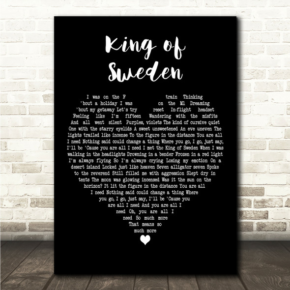 Future Islands King of Sweden Black Heart Song Lyric Wall Art Canvas Framed Print