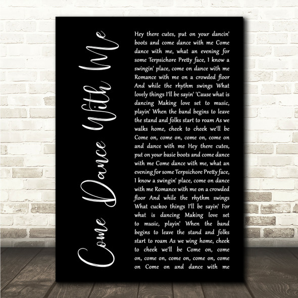 Frank Sinatra Come Dance With Me Black Script Song Lyric Wall Art Canvas Framed Print