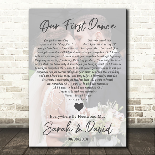 Fleetwood Mac Everywhere Full Page Portrait Photo First Dance Wedding Song Lyric Wall Art Canvas Framed Print
