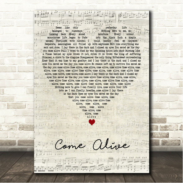 Foo Fighters Come Alive Script Heart Song Lyric Wall Art Canvas Framed Print