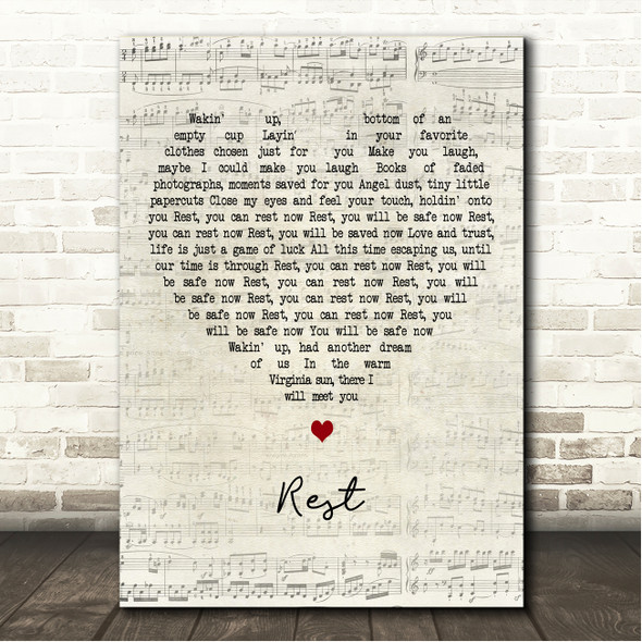 Foo fighters Rest Script Heart Song Lyric Wall Art Canvas Framed Print