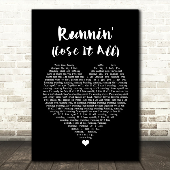 Naughty Boy Runnin' (Lose It All) Black Heart Song Lyric Quote Music Print