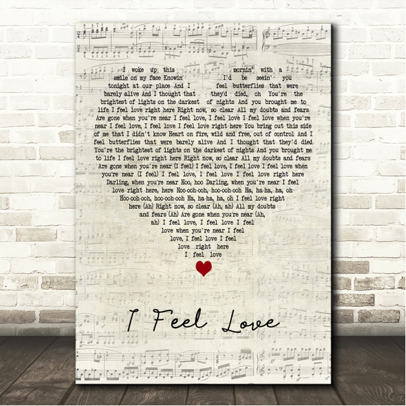 Freya Ridings I Feel Love Script Heart Song Lyric Wall Art Canvas Framed Print