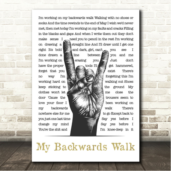 Frightened Rabbit My Backwards Walk Sketch Rock Fist Song Lyric Wall Art Canvas Framed Print