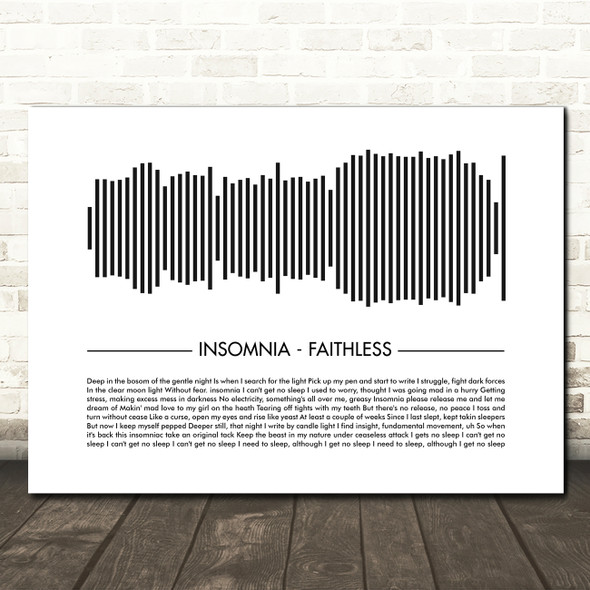 Faithless Insomnia Sound Wave Minimal Song Lyric Wall Art Canvas Framed Print