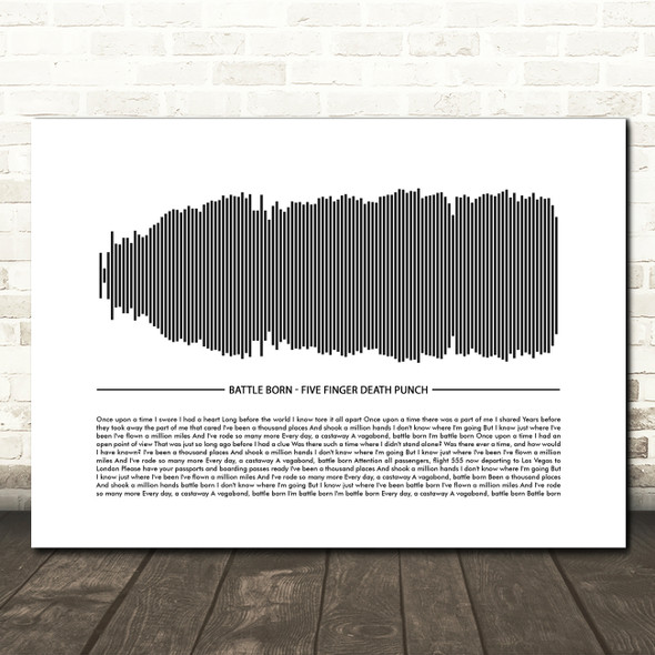 Five Finger Death Punch Battle Born Sound Wave Minimal Song Lyric Wall Art Canvas Framed Print