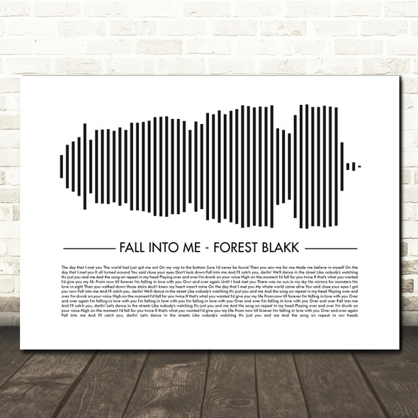 Forest Blakk Fall Into Me Sound Wave Minimal Song Lyric Wall Art Canvas Framed Print