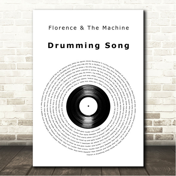 Florence + the Machine Drumming Song Vinyl Record Song Lyric Wall Art Canvas Framed Print