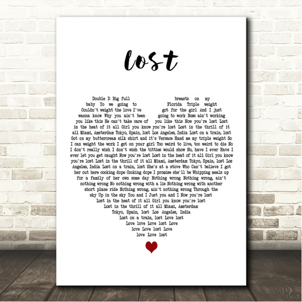 Frank Ocean Lost White Heart Song Lyric Wall Art Canvas Framed Print
