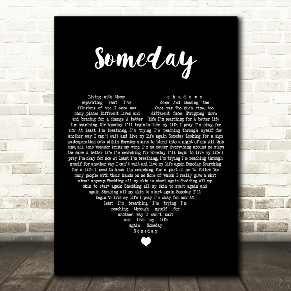 Godsmack Someday Black Heart Song Lyric Wall Art Canvas Framed Print
