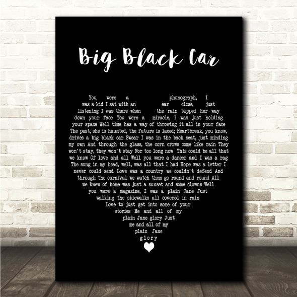Gregory Alan Isakov Big Black Car Black Heart Song Lyric Wall Art Canvas Framed Print