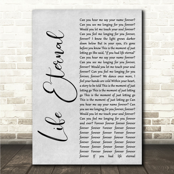 Ghost Life Eternal Grey Rustic Script Song Lyric Wall Art Canvas Framed Print