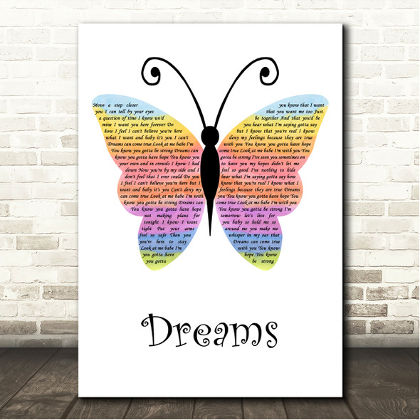 Gabrielle Dreams Rainbow Butterfly Song Lyric Wall Art Canvas Framed Print