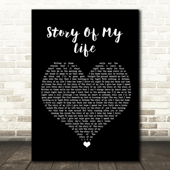 One Direction Story Of My Life Black Heart Song Lyric Quote Music Print