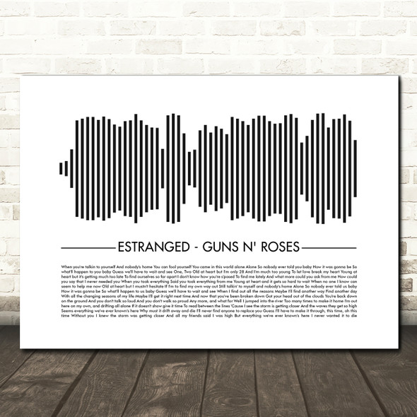 Guns N' Roses Estranged Sound Wave Minimal Song Lyric Wall Art Canvas Framed Print
