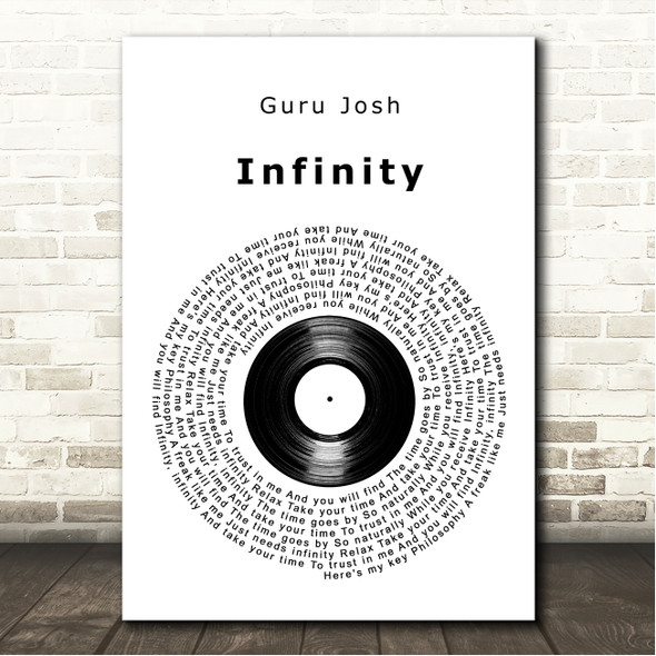 Guru Josh Infinity Vinyl Record Song Lyric Wall Art Canvas Framed Print
