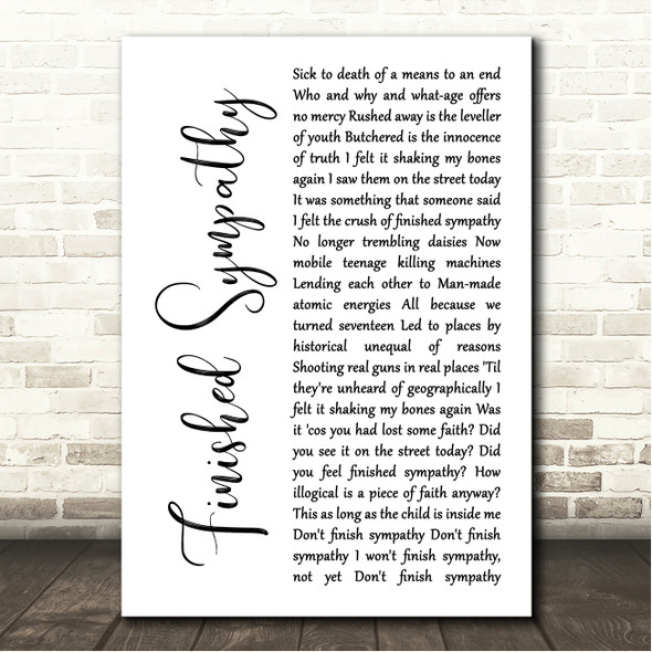 Glasvegas Finished Sympathy White Script Song Lyric Wall Art Canvas Framed Print