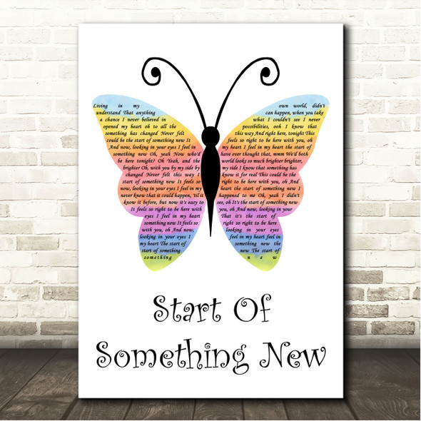 High School Musical Cast Start Of Something New Rainbow Butterfly Song Lyric Wall Art Canvas Framed Print