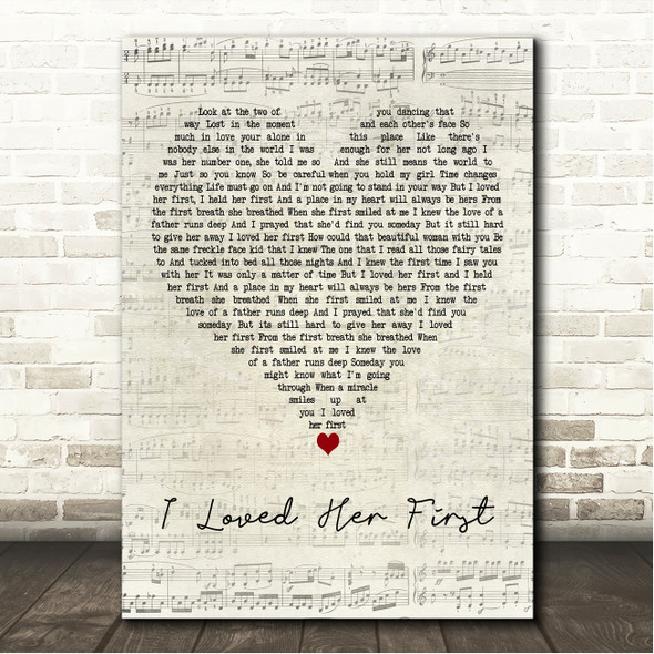 Heartland I Loved Her First Script Heart Song Lyric Wall Art Canvas Framed Print
