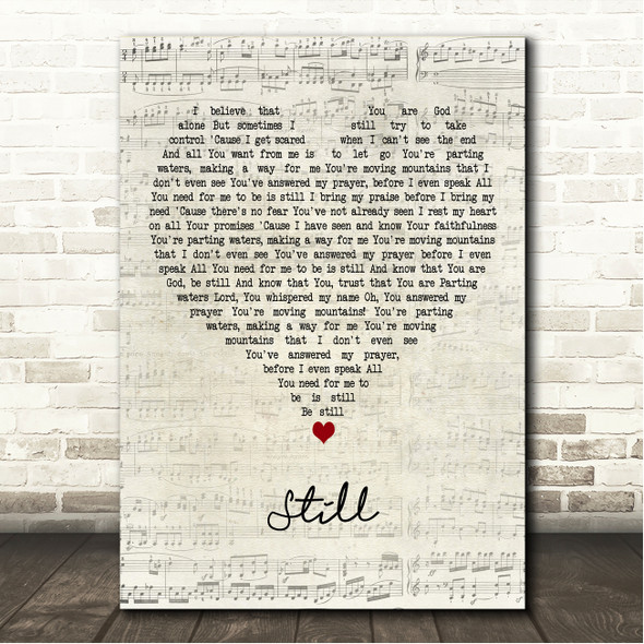 Hillary Scott & The Scott Family Still Script Heart Song Lyric Wall Art Canvas Framed Print