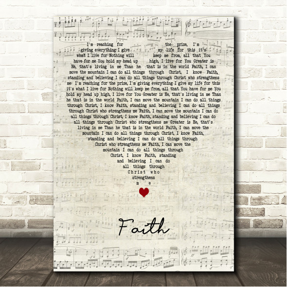 Hillsong Worship Faith Script Heart Song Lyric Wall Art Canvas Framed Print