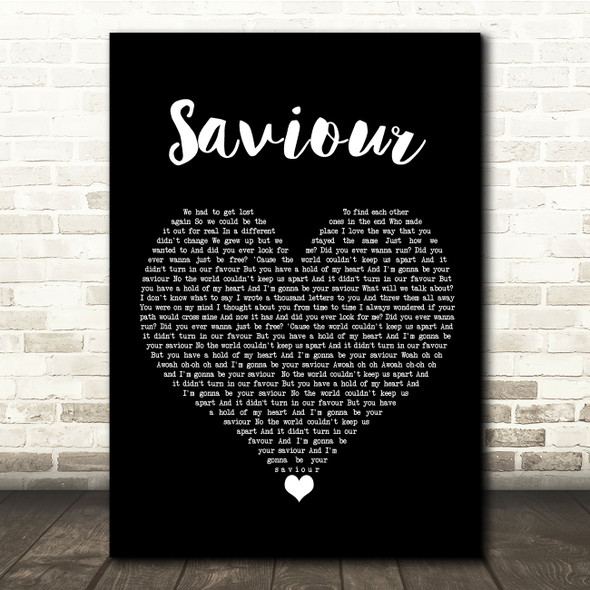 Picture This Saviour Black Heart Song Lyric Quote Music Print