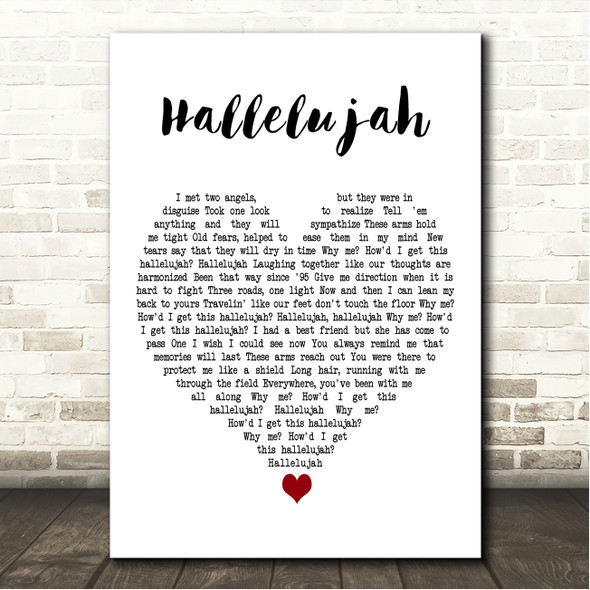 HAIM Hallelujah White Heart Song Lyric Wall Art Canvas Framed Print