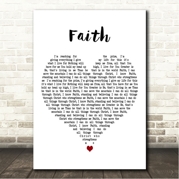 Hillsong Worship Faith White Heart Song Lyric Wall Art Canvas Framed Print