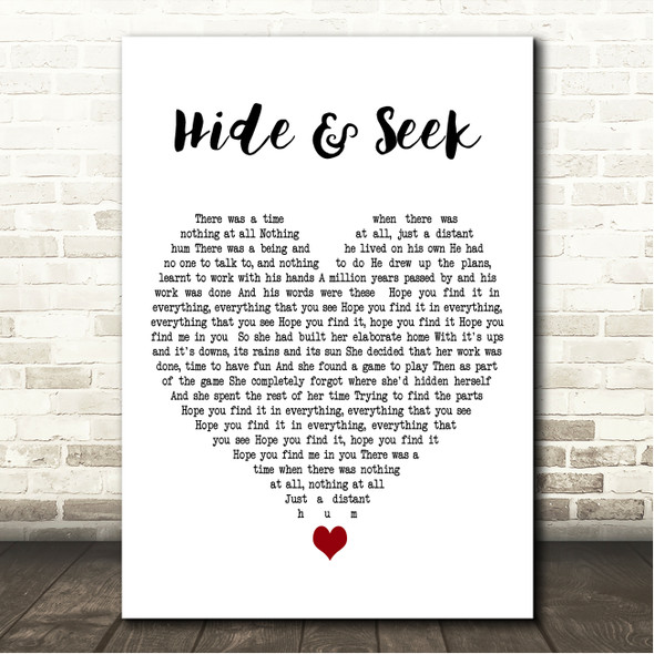Howard Jones Hide and Seek White Heart Song Lyric Wall Art Canvas Framed Print