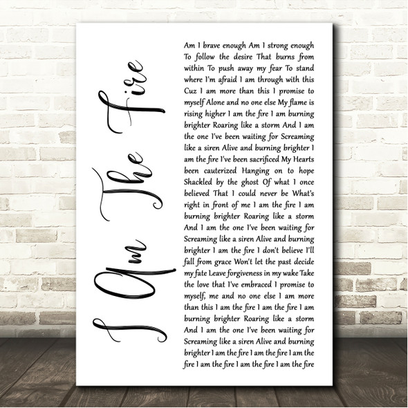 Halestorm I Am The Fire White Script Song Lyric Wall Art Canvas Framed Print