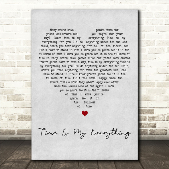 Ian Brown Time Is My Everything Grey Heart Song Lyric Wall Art Canvas Framed Print