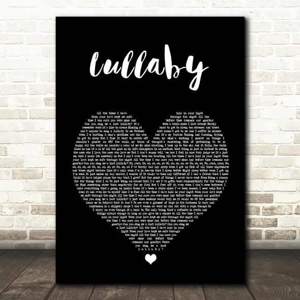 Professor Green Lullaby Black Heart Song Lyric Quote Music Print